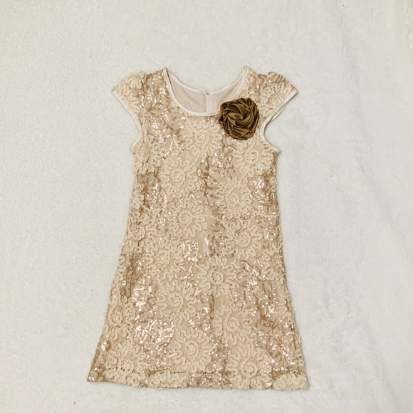 Cream Sequin Fitted Dress - Picture 1 of 4